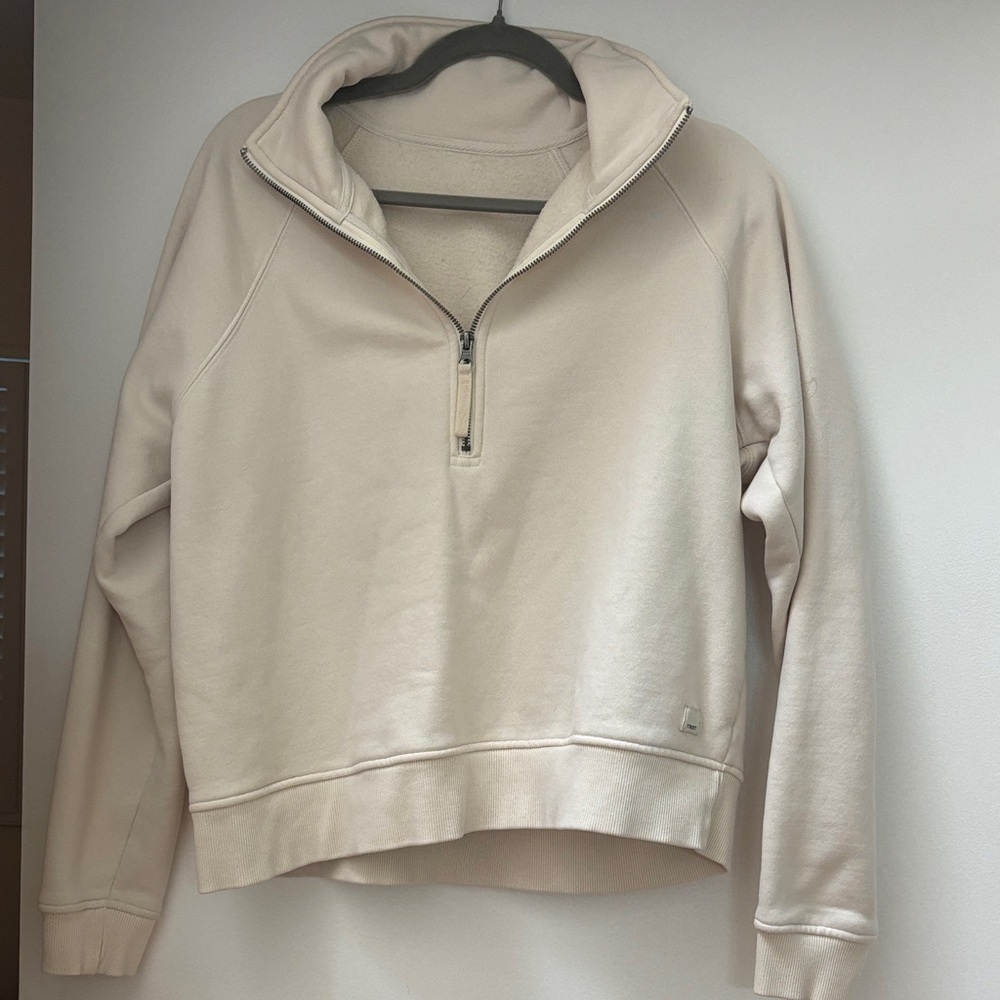 Vuori Cream Quarter Zip Sweater